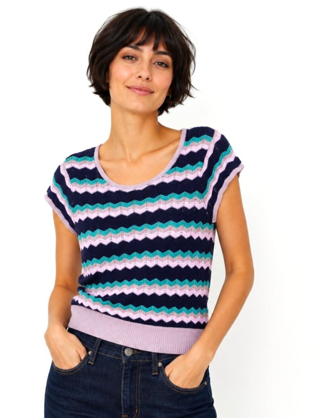 Saks Fifth Avenue Black Label Chevron Knit Sweater